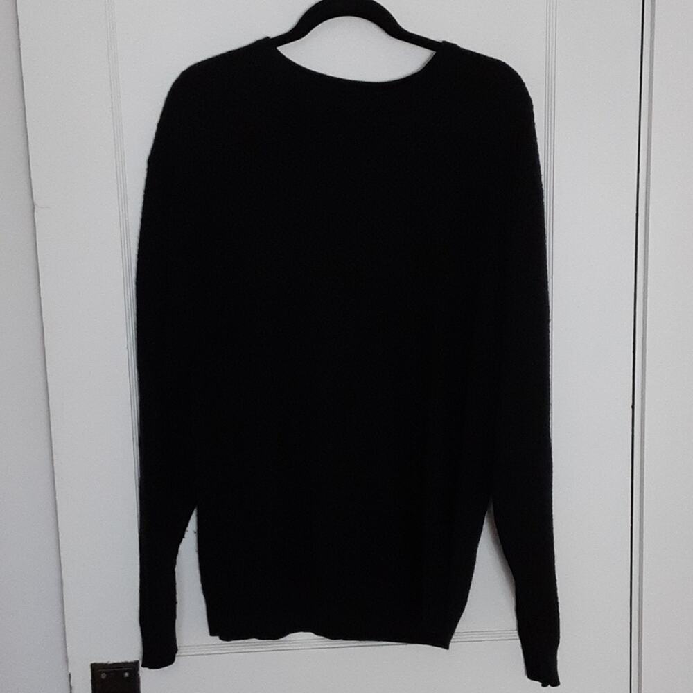 Tricots St. Raphael silk cashmere basket weave black sweater XL
